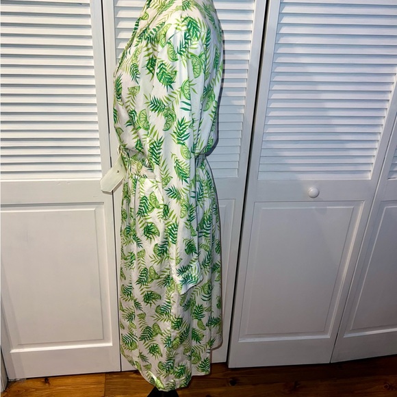 70-90s Tanner Green Lime Print Dress With Belt - Picture 6 of 11